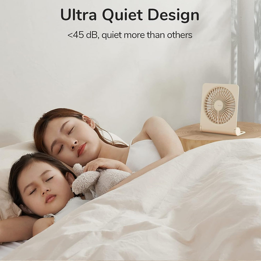 Picture of Jisulife Malaysia Ultra Slim Table Fan Lite Strong Air Flow 4 Speed Wind Portable Rechargeable 4500mAh Desktop Fan For Home Office Outdoor Travel (Brown)