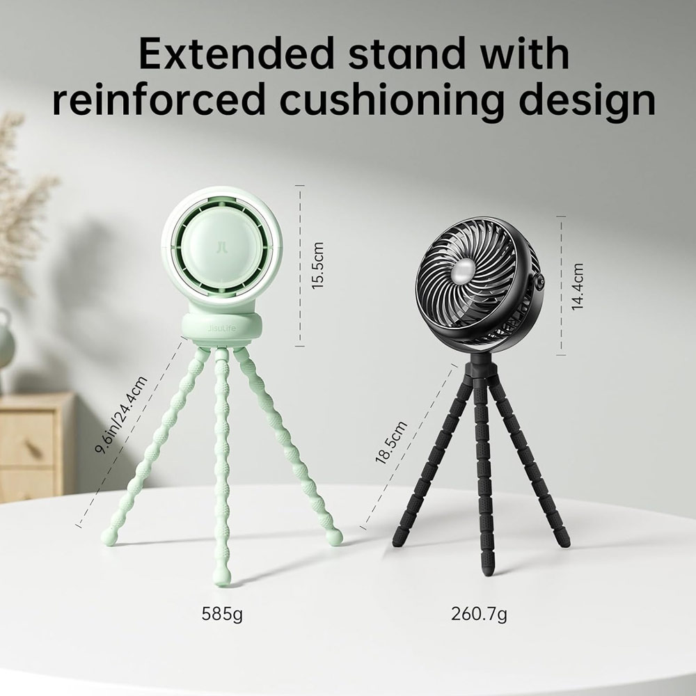 Picture of Jisulife Malaysia Life2 Child Baby Safe Stroller Car Seat Rotatable Flexible Tripod Rechargeable Bladeless Fan (Green)