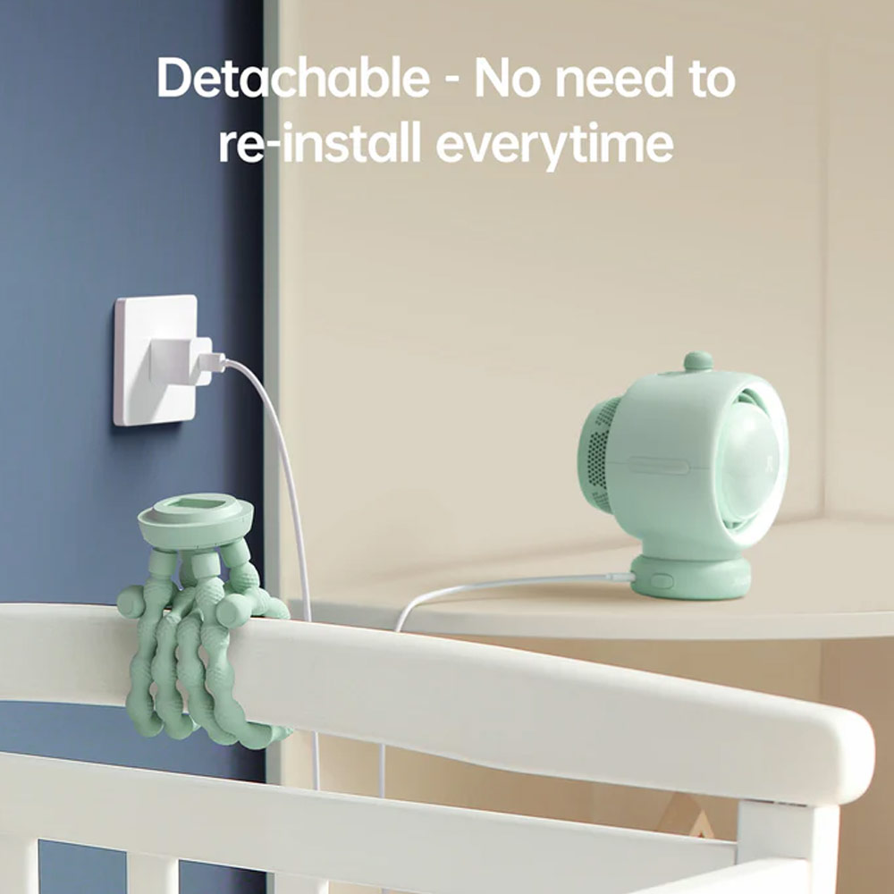 Picture of Jisulife Malaysia Life2 S Child Baby Safe Stroller Car Seat Auto OscillatingFlexible Tripod Rechargeable Bladeless Fan (Green)