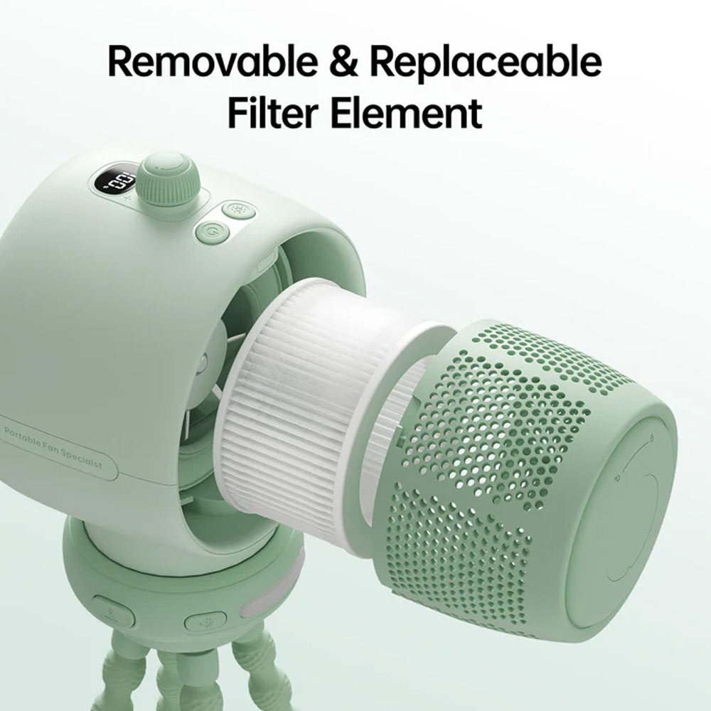 Picture of Jisulife Malaysia Life2 S Child Baby Safe Stroller Car Seat Auto OscillatingFlexible Tripod Rechargeable Bladeless Fan (Green)