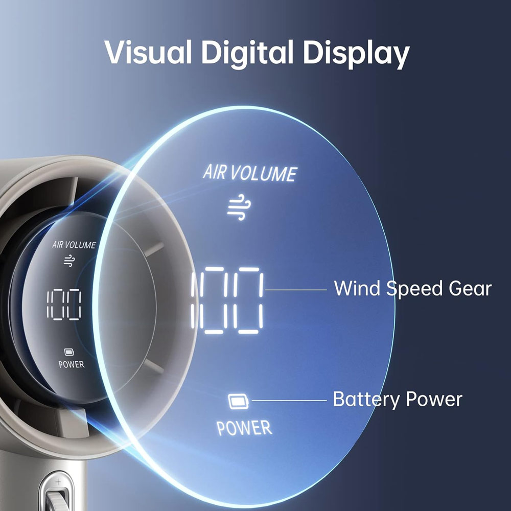 Picture of Jisulife Malaysia Super Power 100 Speed Turbo Strong Wind Portable Fast Charge Rechargeable 5000mAh Hidden Blade High Quality Handheld Mini Fan for Outdoor Indoor Badminton Court Concert Picnic Camping FA53Pro (Bright Brown)