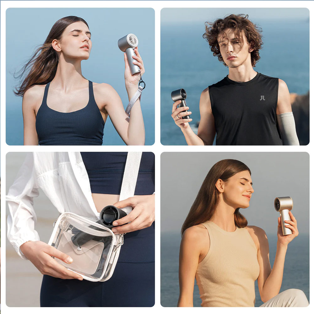 Picture of Jisulife Malaysia Super Power 100 Speed Turbo Strong Wind Portable Fast Charge Rechargeable 5000mAh Hidden Blade High Quality Handheld Mini Fan for Outdoor Indoor Badminton Court Concert Picnic Camping FA53Pro (Bright Brown)