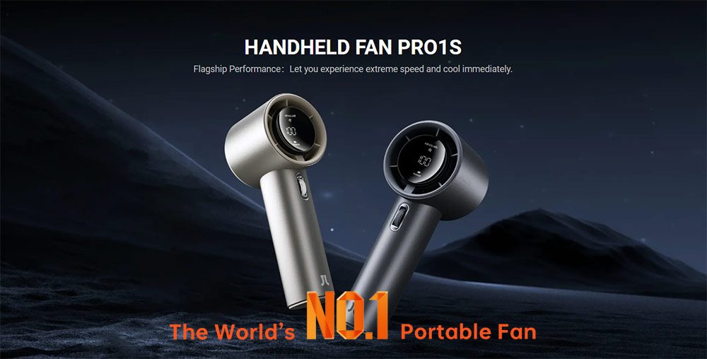 Picture of Jisulife Malaysia Super Power 100 Speed Turbo Strong Wind Portable Fast Charge Rechargeable 5000mAh Hidden Blade High Quality Handheld Mini Fan for Outdoor Indoor Badminton Court Concert Picnic Camping FA53Pro (Bright Brown)