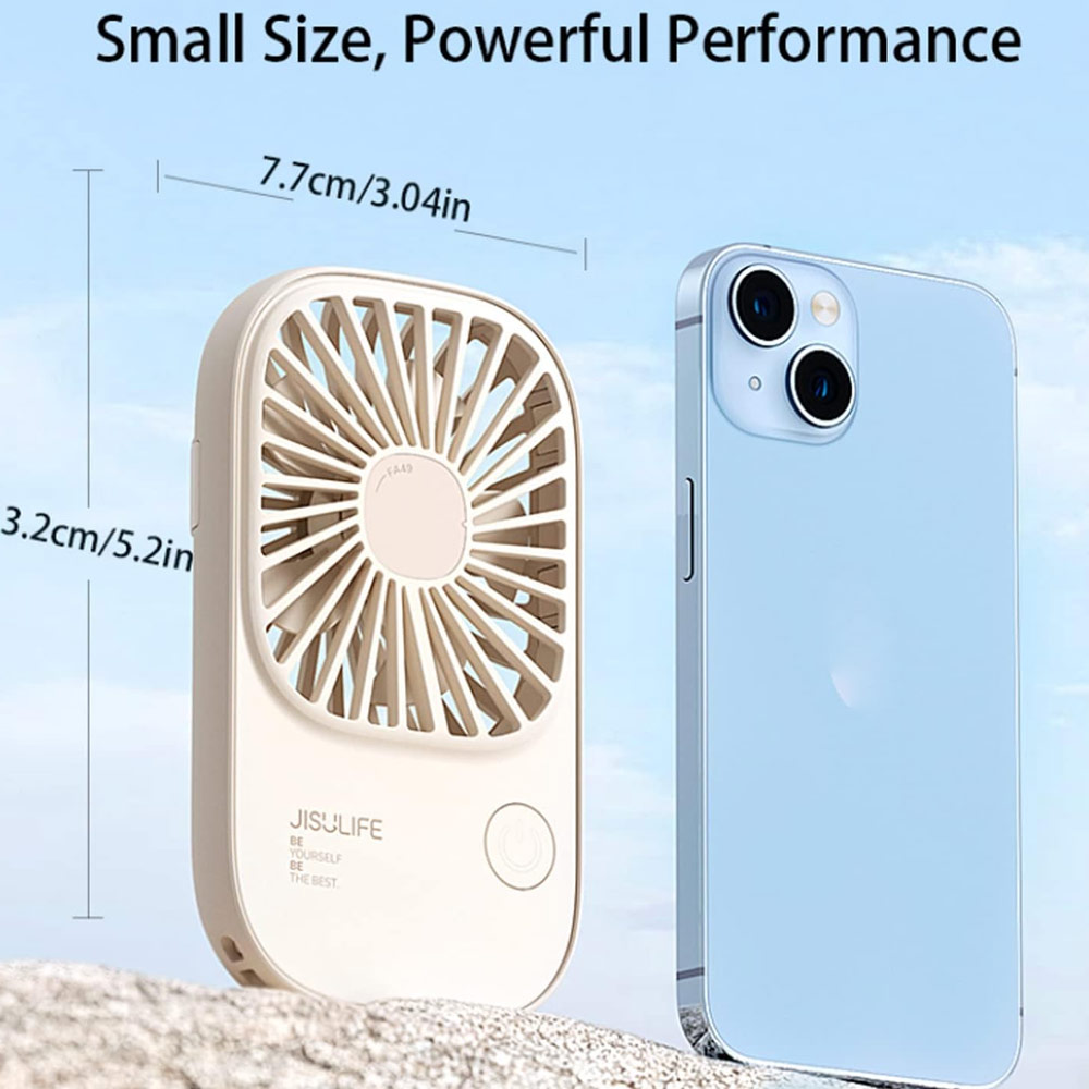 Picture of Jisulife Malaysia Handheld Fan Ultra Thin Mini Fan Small Portable Fan USB Rechargeable Personal Lash Fan with 3 Speeds for Office Outdoor Travel (Beige)
