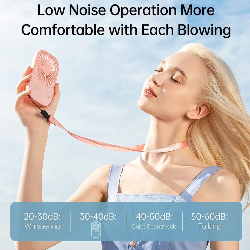 Picture of Jisulife Malaysia Handheld Fan Ultra Thin Mini Fan Small Portable Fan USB Rechargeable Personal Lash Fan with 3 Speeds for Office Outdoor Travel (Pink)