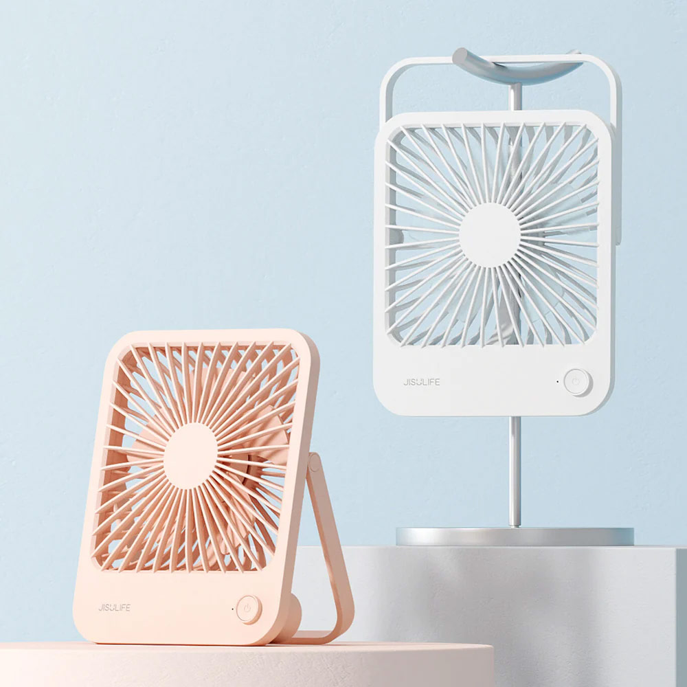 Picture of JISULIFE Malaysia Table Desk Fan Ultra Slim Portable Desktop Fan Strong Airflow Ultra Quiet 4500mAh USB Rechargeable Electric Table Fan for Office Room Travel Outdoor Indoor Picnic Camping (Pink)