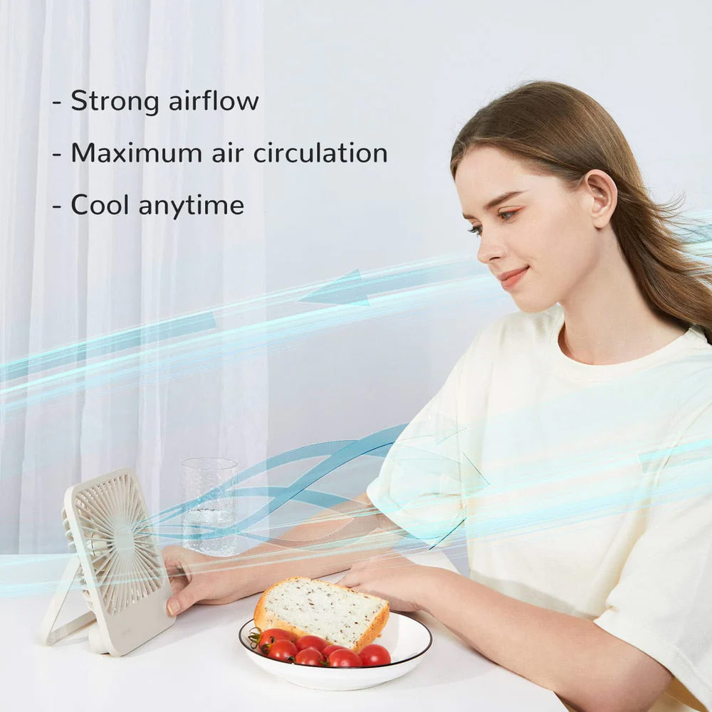 Picture of JISULIFE Malaysia Table Desk Fan Ultra Slim Portable Desktop Fan Strong Airflow Ultra Quiet 4500mAh USB Rechargeable Electric Table Fan for Office Room Travel Outdoor Indoor Picnic Camping (Pink)