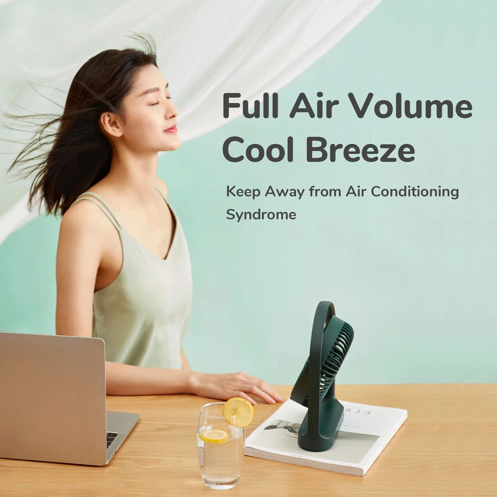 Picture of JISULIFE Malaysia Desk Fan Small Portable Desktop Fan Strong Airflow Ultra Quiet 4000mAh USB Rechargeable Electric Table Fan for Office Room Travel Outdoor Indoor Picnic Camping (White)