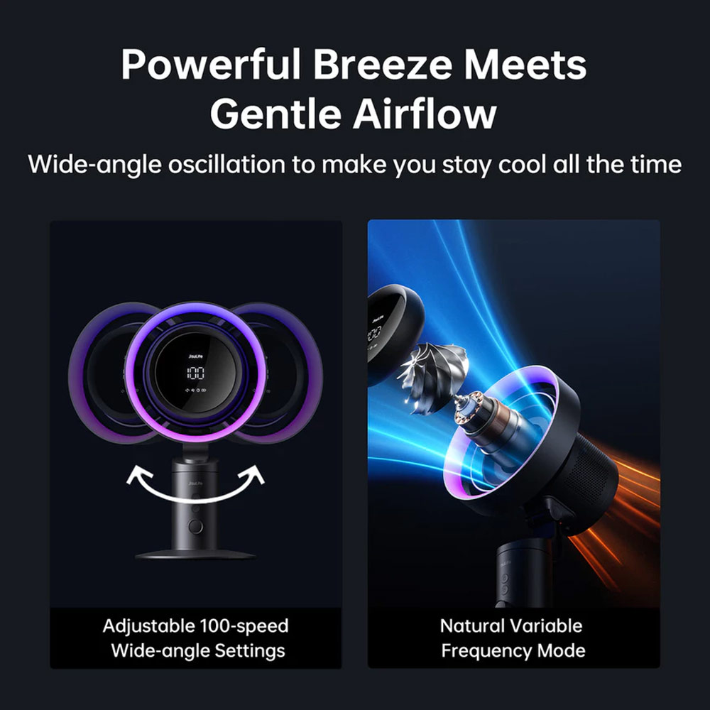 Picture of JISULIFE Malaysia 100 Speed Table Desk Bladeless Blade Less Fan Ultra Pro Portable Desktop Oscillating Fan Strong Airflow with Air Purifier Rechargeable Table Fan for Office Room Travel Outdoor Indoor Picnic Camping Jisulife Table Pro 3