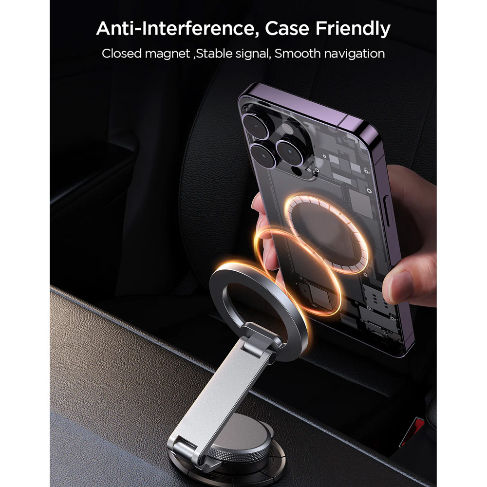 Picture of Joyroom Magnetic 360 Degree Rotatable Foldable Car Phone Mount Holder with 3M Adhesive for Dashboard Desk (Black)