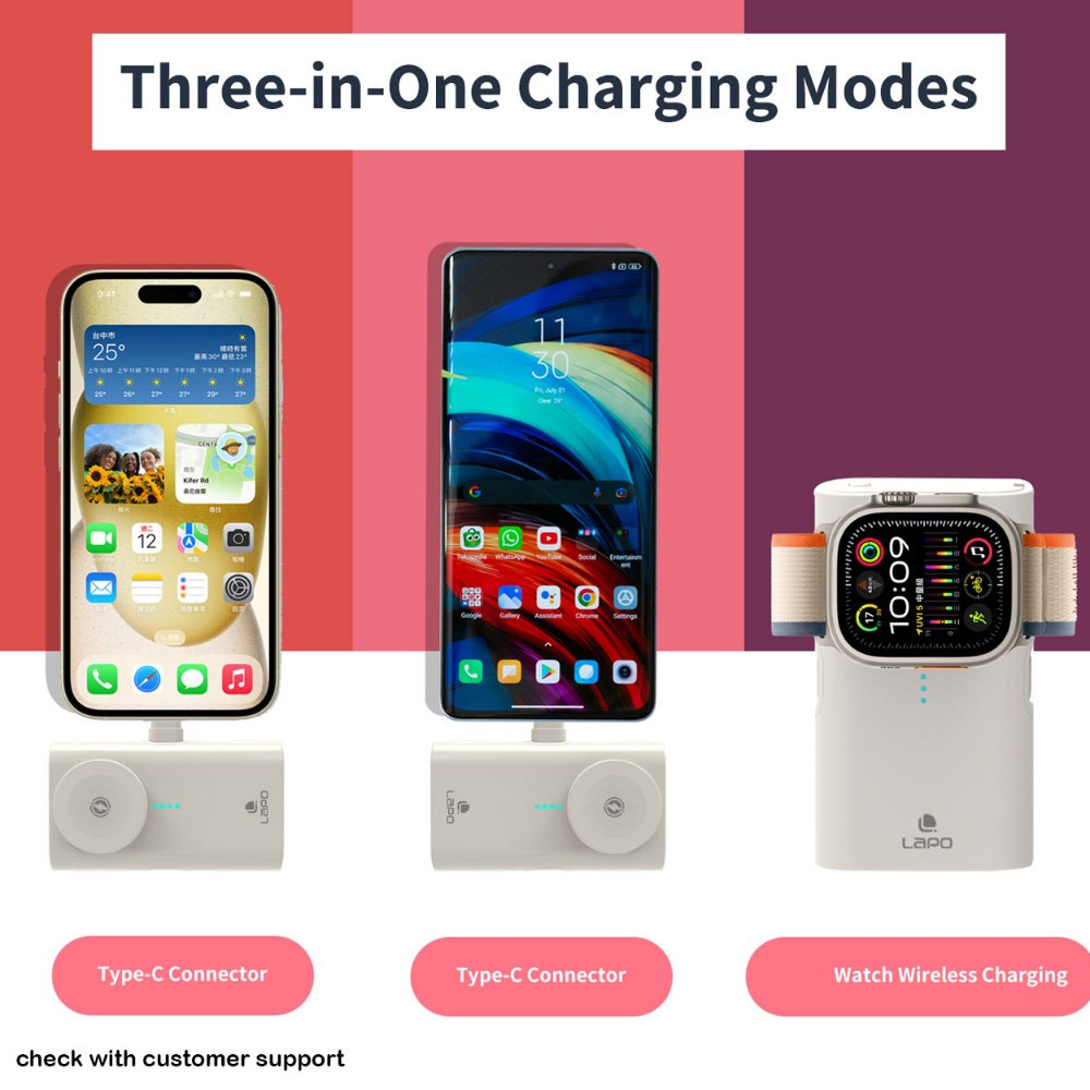 Picture of Lapo iWatch Powerbank Pocket Mini Small Size Powerbank 20W Fast Charge with Type-C Connector Apple Watch Powerbank (Milky White)