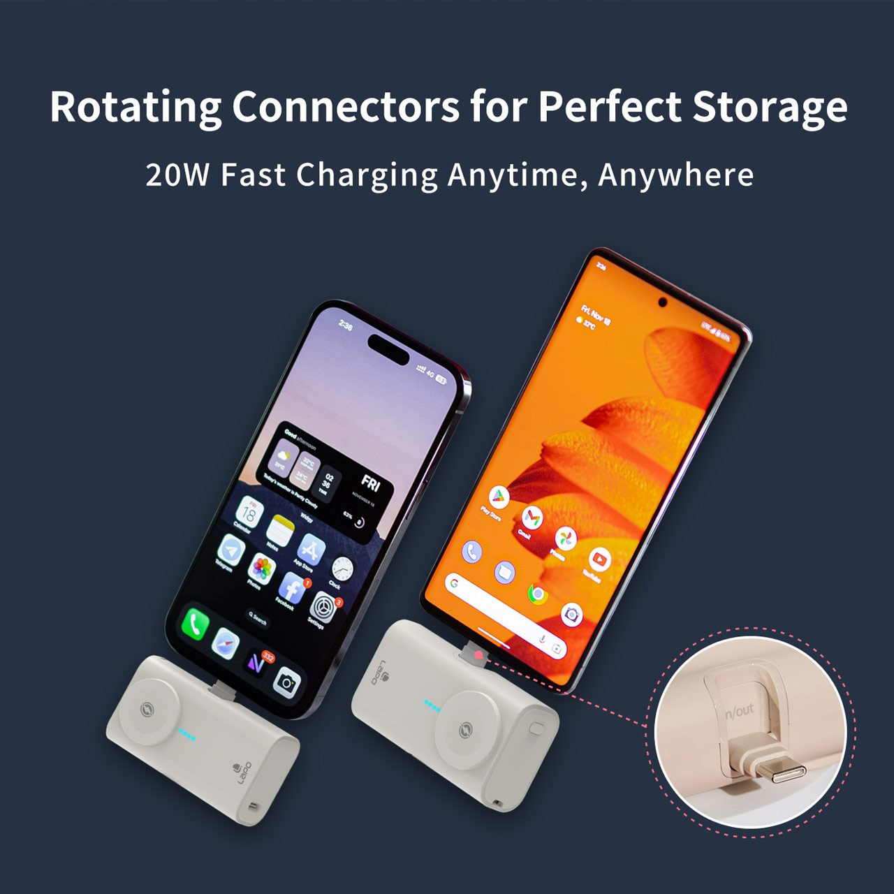 Picture of Lapo iWatch Powerbank Pocket Mini Small Size Powerbank 20W Fast Charge with Type-C Connector Apple Watch Powerbank (Milky White)