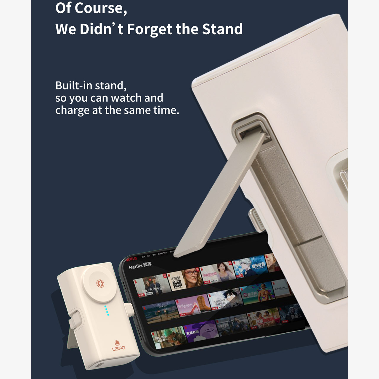 Picture of Lapo iWatch Powerbank Pocket Mini Small Size Powerbank 20W Fast Charge with Type-C Connector Apple Watch Powerbank (Milky White)