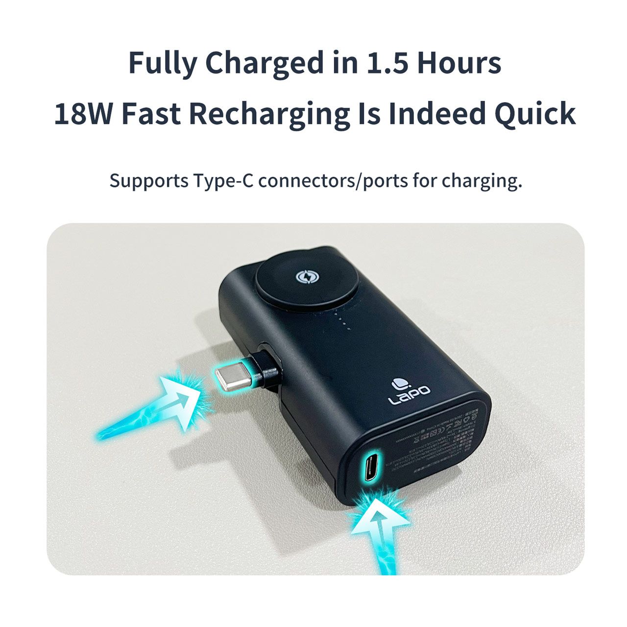 Picture of Lapo iWatch Powerbank Pocket Mini Small Size Powerbank 20W Fast Charge with Type-C Connector Apple Watch Powerbank (Milky White)