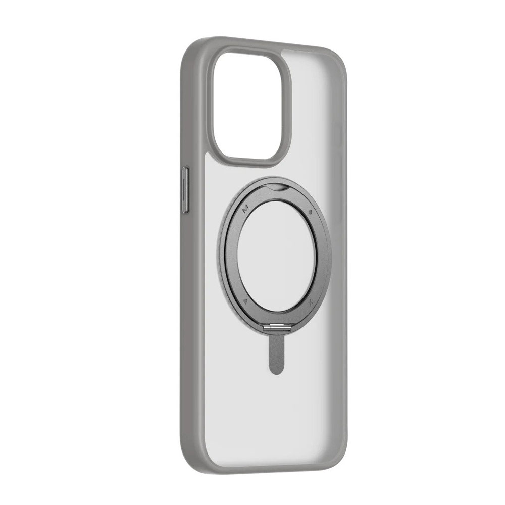 Picture of Apple iPhone 15 Pro Max 6.7 Case | Momax CaseForm Roller Magnetic Case with Rotatable Stand Drop Protective Case iPhone 15 Pro Max 6.7 (Matte Gray)