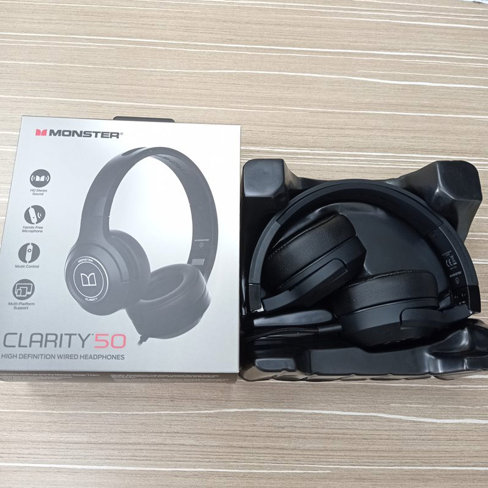 Picture of MONSTER Clarity 50 Over Ear High Quality Sound Wired Headphone Headset Headphone with soft over ear cushion (Blac