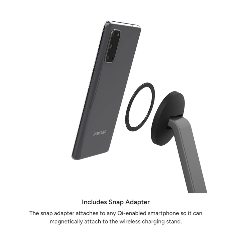 Picture of Apple iPhone 13 6.1  | Mophie Snap Stand Pad 15W Magnetic Wireless Stand wireless charging stand compatible with snap and MagSafe for Smartphones iPhone Google Pixel Samsung Galaxy Qi-enabled Devices (Black)