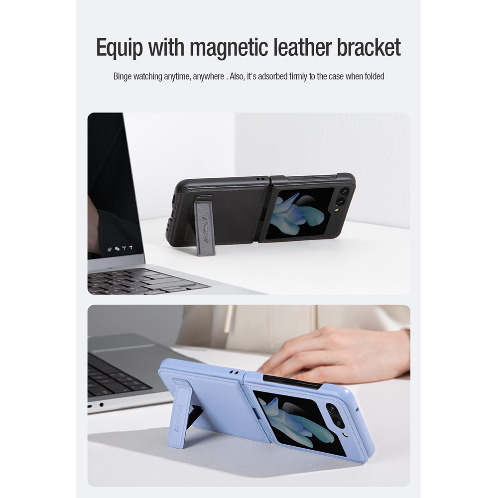 Picture of Samsung Galaxy Z Flip 5 Case | Nillkin Qin Slim and Light PU Vegan Leather and PC Protection Case for Samsung Galaxy Z Flip 5 (Black)