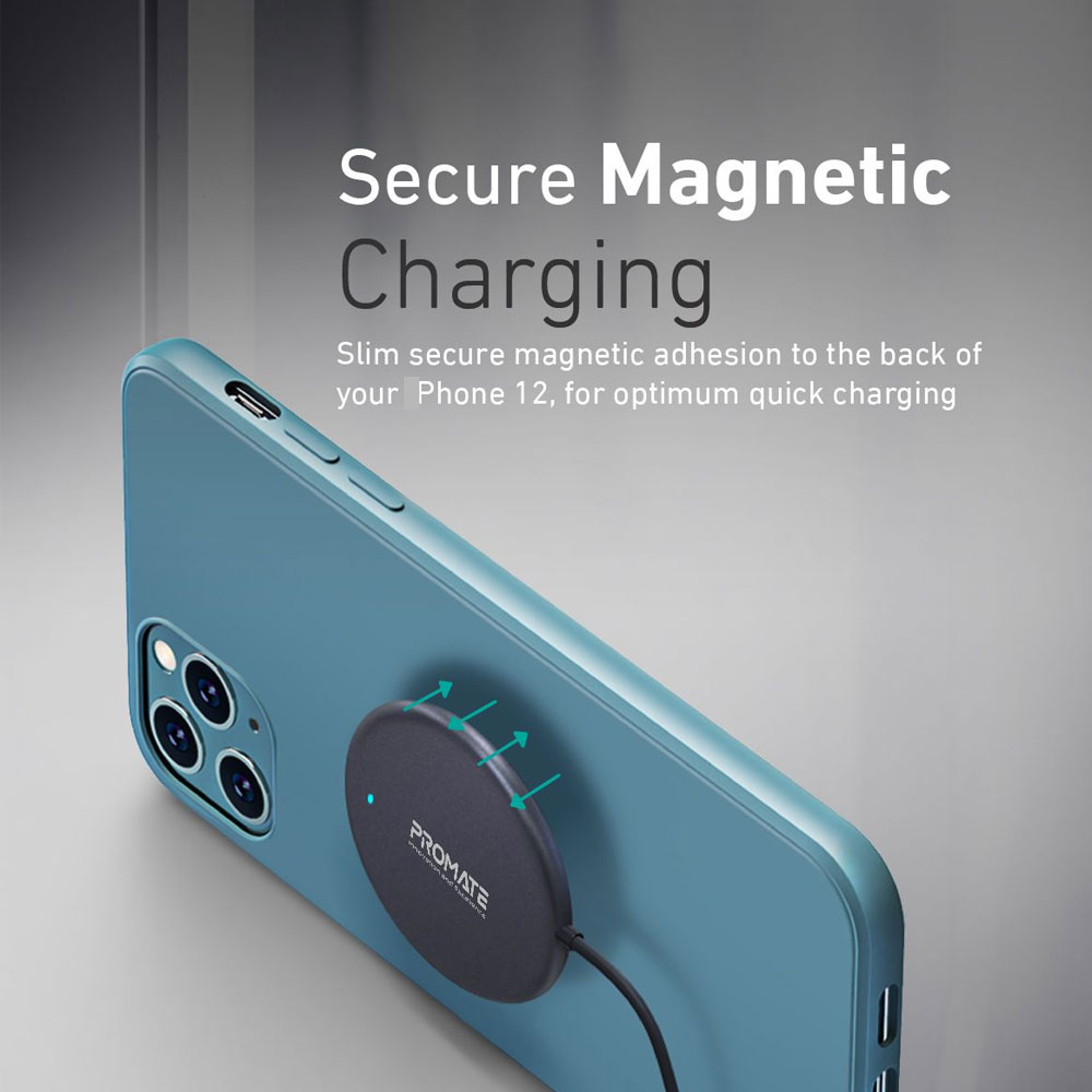 Picture of Apple Watch 49mm	Ultra Charger | Promate Magnetic Wireless Charger 15W Fast Wireless Charging Pad Compatible with Mag Safe for iPhone 13 14 Pro Max with Anti-Fall Strong Magnetic Design and USB-C™ Port for iPhone Samsung AirPods Pro MagTag-15W (Black)