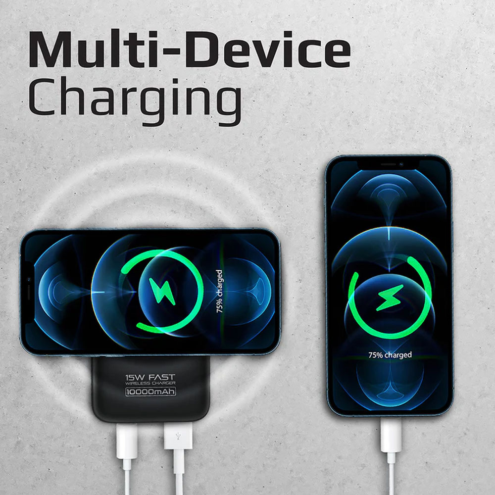 Picture of Promate 10000mAh Magnetic Wireless Power Bank Powerbank 15W Wireless 22.5W QC3 Output 20W Power Delivery (Black)