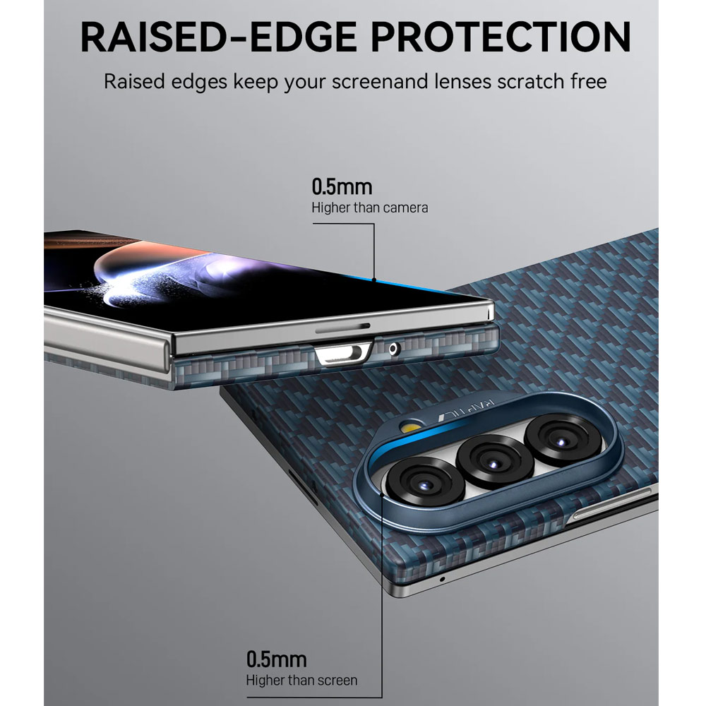 Picture of Samsung Galaxy Z Fold 7 | Raptic Galaxy Z Fold7 Aramid Fiber Skin Magnetic Compatible Skin for Galaxy Z Fold 7 (Profound Blue)