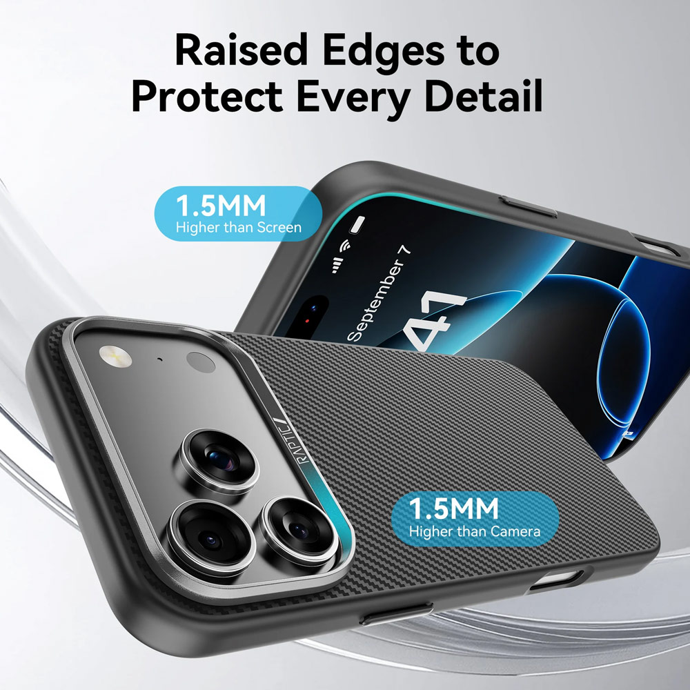 Picture of Apple iPhone 17 Pro Max 6.9 Case | Raptic Aramid Fiber Dual MgSafe Magnetic Compatible Drop Protection Case for iPhone 17 Pro Max 6.9 (Black)