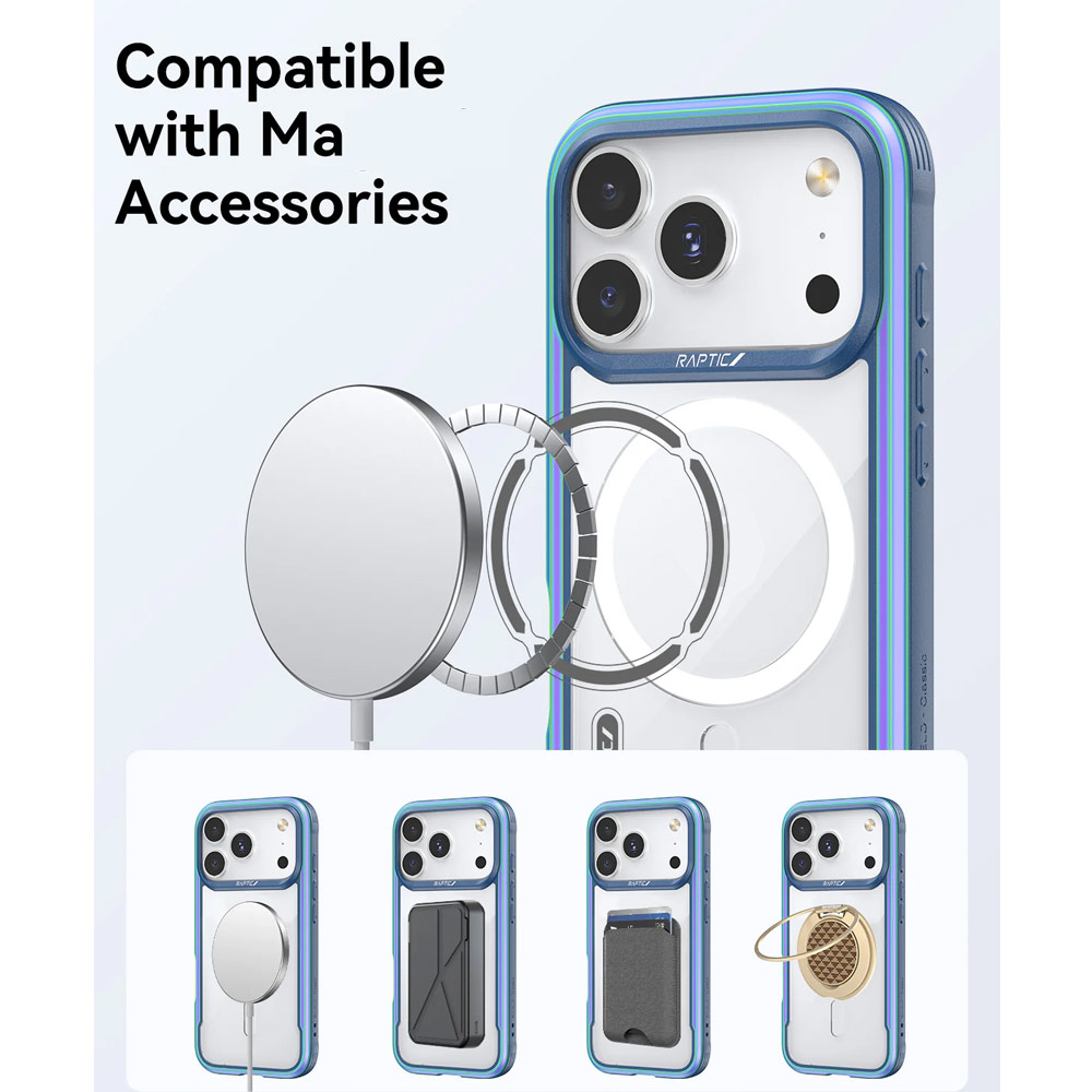 Picture of Apple iPhone 17 Pro 6.3 Case | Raptic Shield Classic MgSafe Magnetic Compatible Drop Protection Case for iPhone 17 Pro 6.3 (Iridescent)