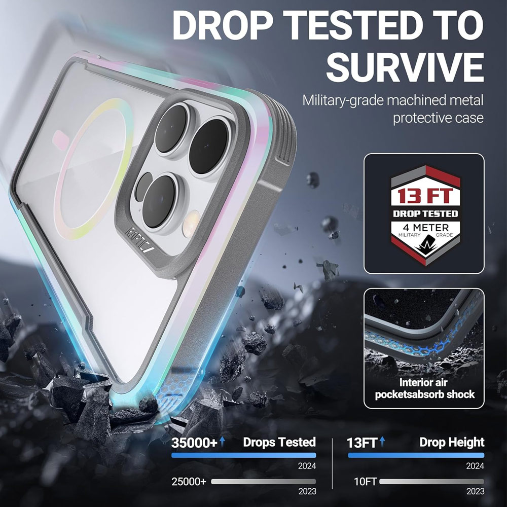 Picture of Apple iPhone 16 Pro 6.3 Case | Raptic Shield 2.0 MgSafe Magnetic Compatible Drop Protection Case for iPhone 16 Pro 6.3 (Quartz)