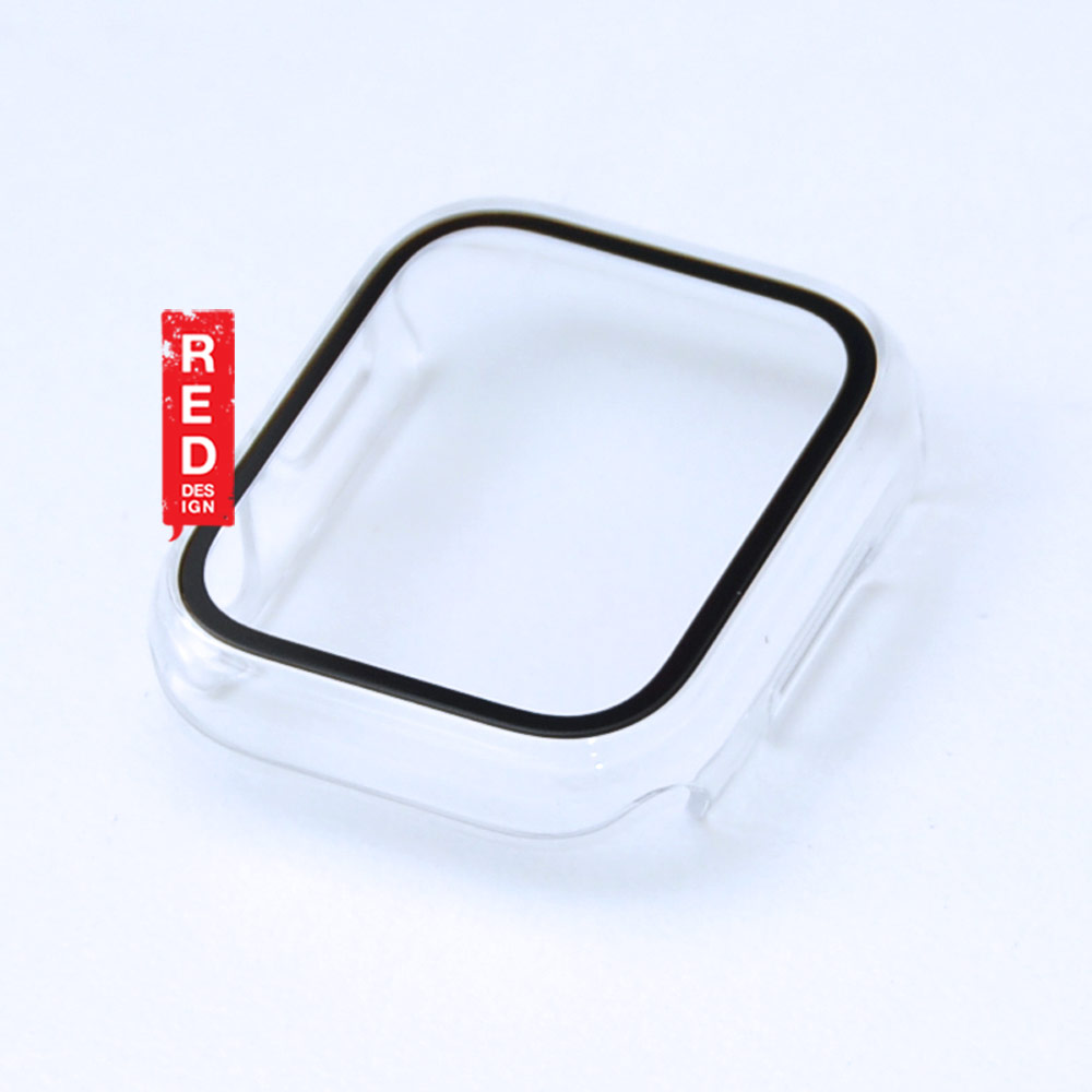 Picture of Apple Watch 41mm Case | Red Design PC and Tempered Glass Full Coverage Case Splash Proof for Apple Watch 41mm Series 7 (Clear)