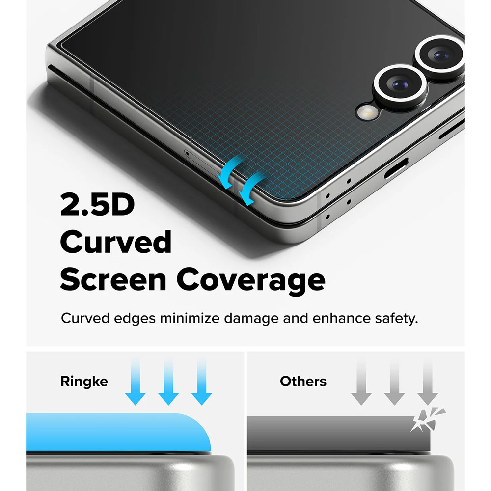 Picture of Samsung Galaxy Z Flip 7 Screen Protector | Ringke 3 in 1 Cover Display Tempered Glass Inner Screen Protector Hinge Protector for Samsung Galaxy Z Flip 7