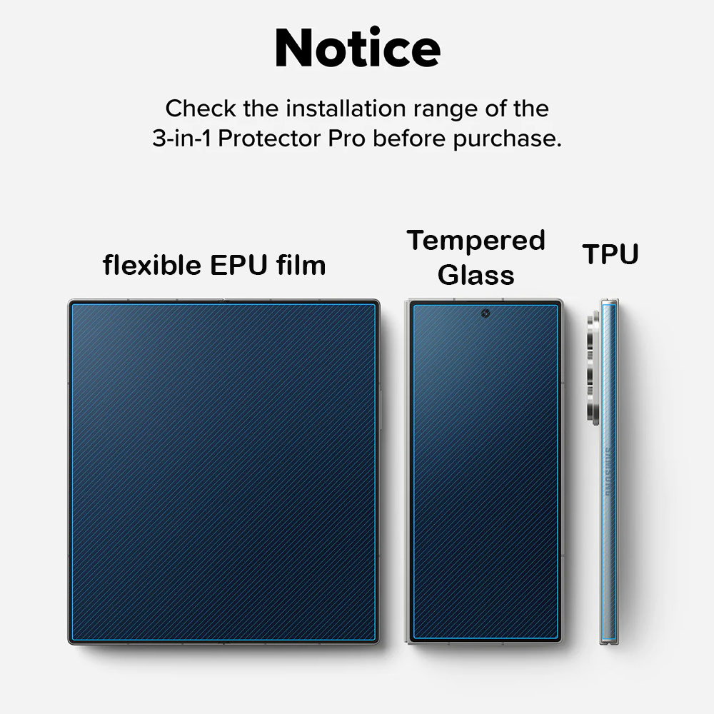 Picture of Samsung Galaxy Z Fold 7 Screen Protector | Ringke 3 in 1 Screen Protector Dual Easy Film Interior Screen Protector Display Cover Tempered Glass Hinge Protector for Samsung Galaxy Z Fold 7