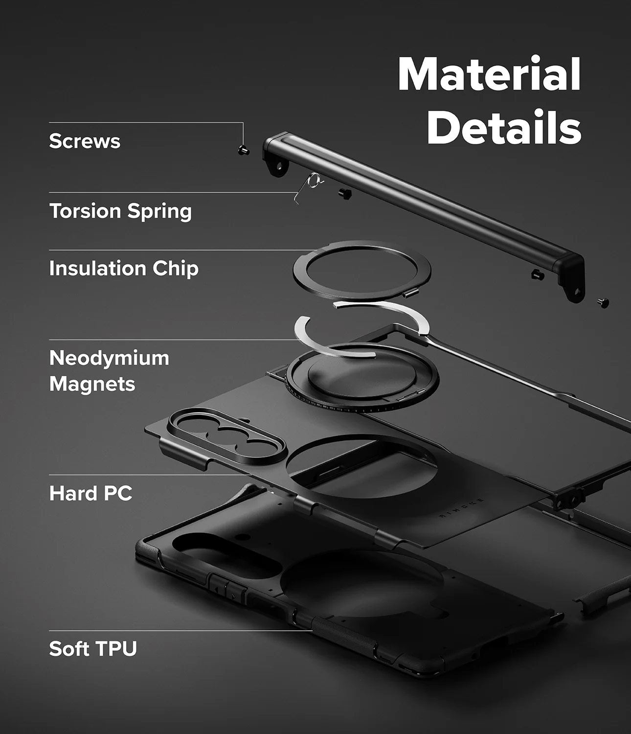 Picture of Samsung Galaxy Z Fold 7 Case | Ringke Alles Magnetic Kickstand Protection Case for Samsung Galaxy Z Fold 7 (Black)