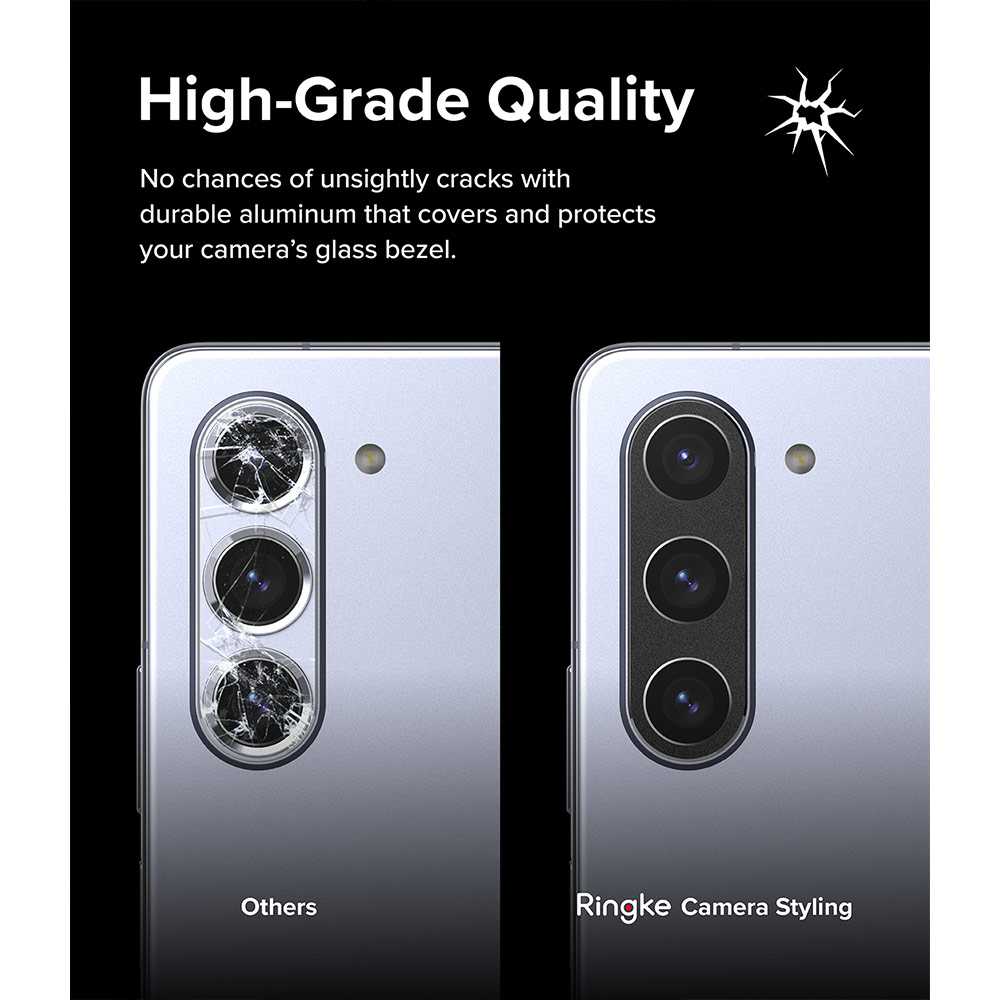 Picture of Samsung Galaxy Z Fold 5  | Ringke Aluminum Camera Styling Camera Lens Protector for Samsung Galaxy Z Fold 5 (Black)