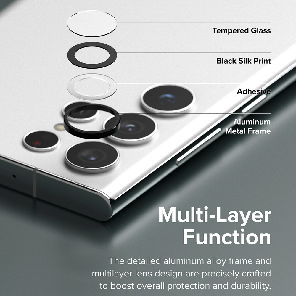 Picture of Samsung Galaxy S22 Ultra 5G 6.8  | Ringke Camera Lens Frame Glass Protector for Samsung Galaxy S22 Ultra (Silver)
