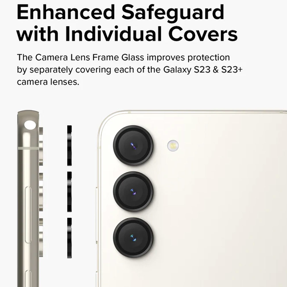 Picture of Samsung Galaxy S23 Plus | Ringke Camera Lens Frame Glass Protector with Easy Installation for Samsung Galaxy S23 6.1 S23 Plus 6.6 (Black)