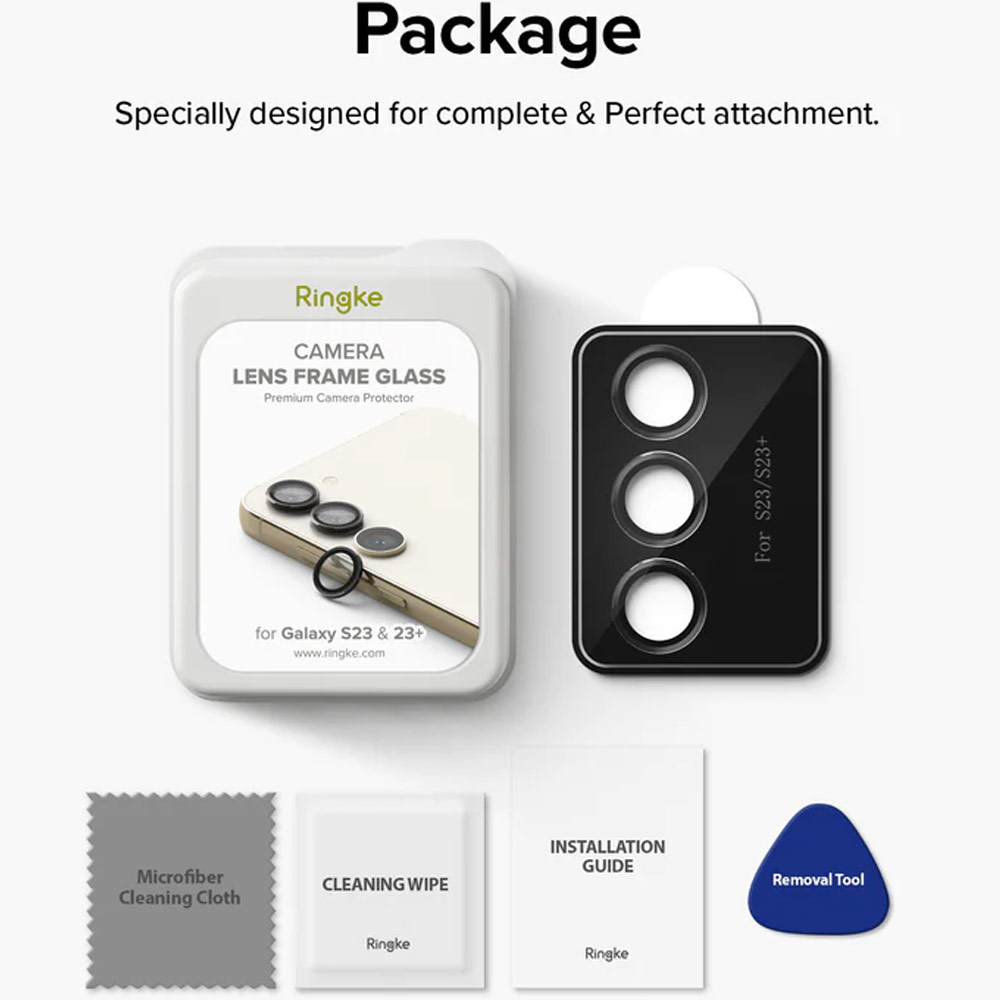 Picture of Samsung Galaxy S23 Plus | Ringke Camera Lens Frame Glass Protector with Easy Installation for Samsung Galaxy S23 6.1 S23 Plus 6.6 (Black)