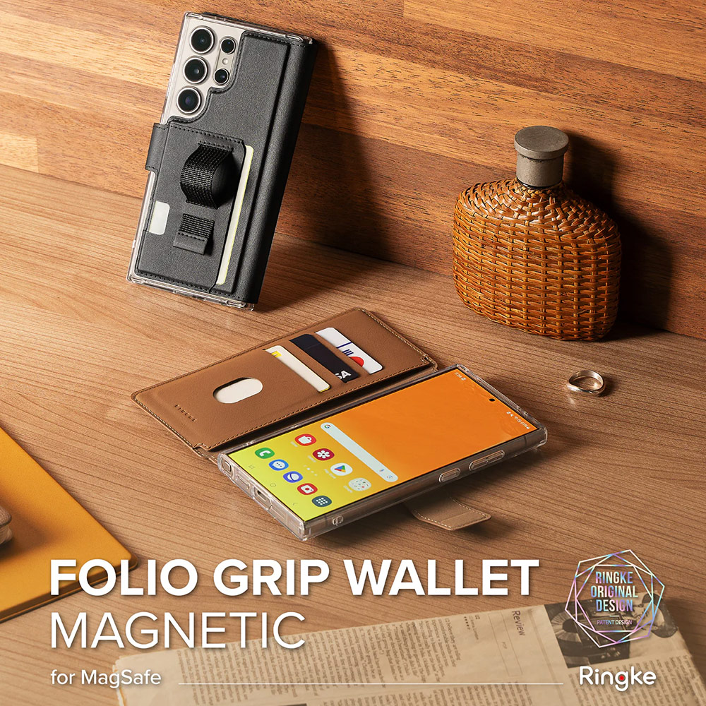 Picture of Samsung Galaxy S25 Ultra | Ringke Folio Grip Wallet Magnetic Flip Cover Card Holder for Samsung Galaxy S25 Ultra (Black)