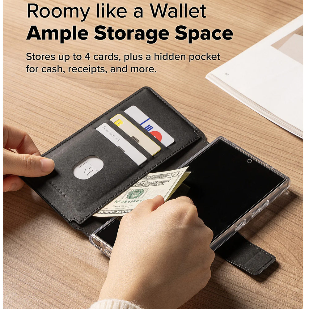 Picture of Samsung Galaxy S25 Ultra | Ringke Folio Grip Wallet Magnetic Flip Cover Card Holder for Samsung Galaxy S25 Ultra (Black)