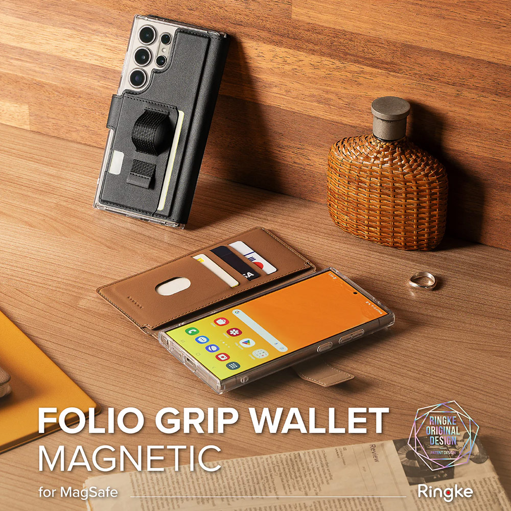 Picture of Samsung Galaxy S25 Ultra | Ringke Folio Grip Wallet Magnetic Flip Cover Card Holder for Samsung Galaxy S25 Ultra (Brown)