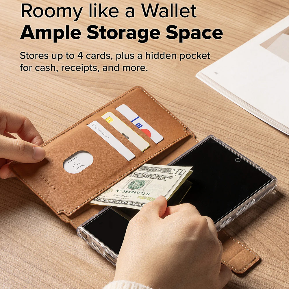 Picture of Samsung Galaxy S25 Ultra | Ringke Folio Grip Wallet Magnetic Flip Cover Card Holder for Samsung Galaxy S25 Ultra (Brown)