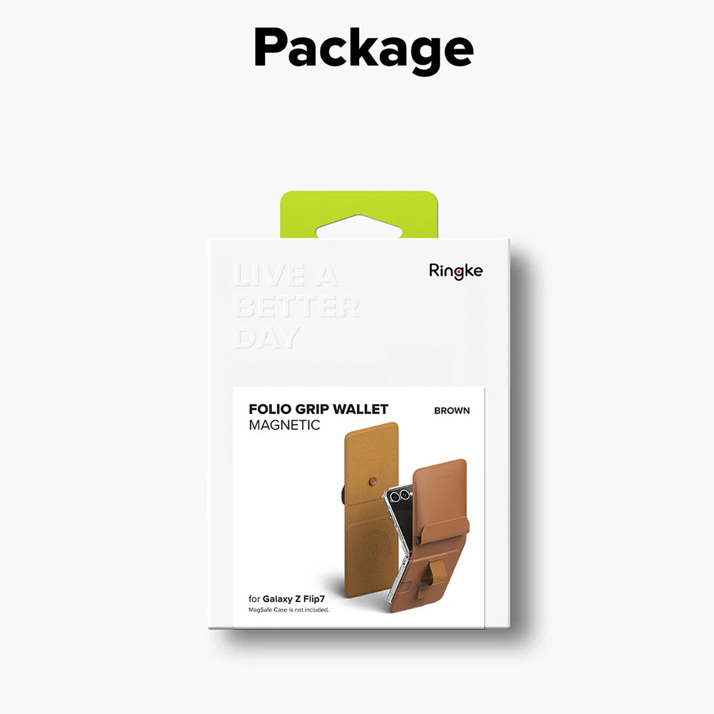 Picture of Samsung Galaxy Z Flip 7 | Ringke Folio Grip Wallet Magnetic for Samsung Galaxy Z Flip 7 (Brown)