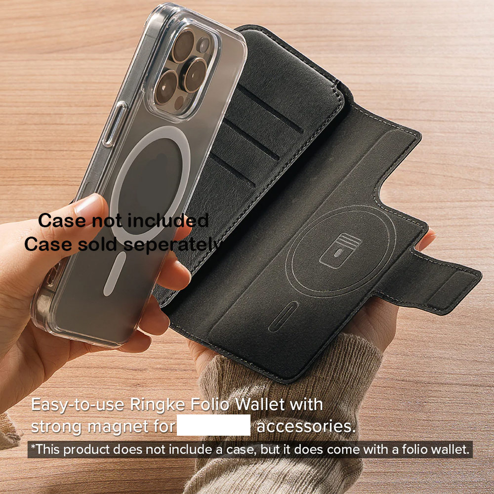 Picture of Apple iPhone 15 Plus 6.7  | Ringke Folio Wallet Magnetic Flip Cover Card Holder for iPhone 16 Pro Max iPhone 16 Plus (Black)