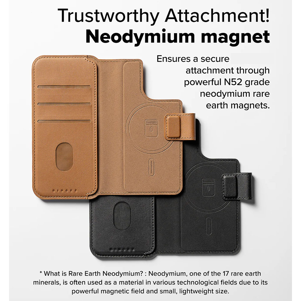 Picture of Apple iPhone 15 Plus 6.7  | Ringke Folio Wallet Magnetic Flip Cover Card Holder for iPhone 16 Pro Max iPhone 16 Plus (Black)