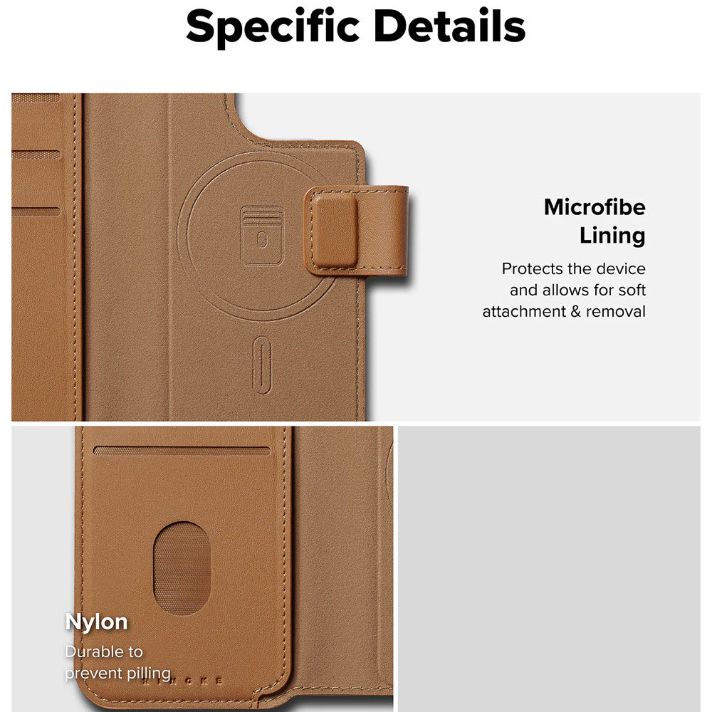 Picture of Apple iPhone 15 Plus 6.7  | Ringke Folio Wallet Magnetic Flip Cover Card Holder for iPhone 16 Pro Max iPhone 16 Plus (Brown)