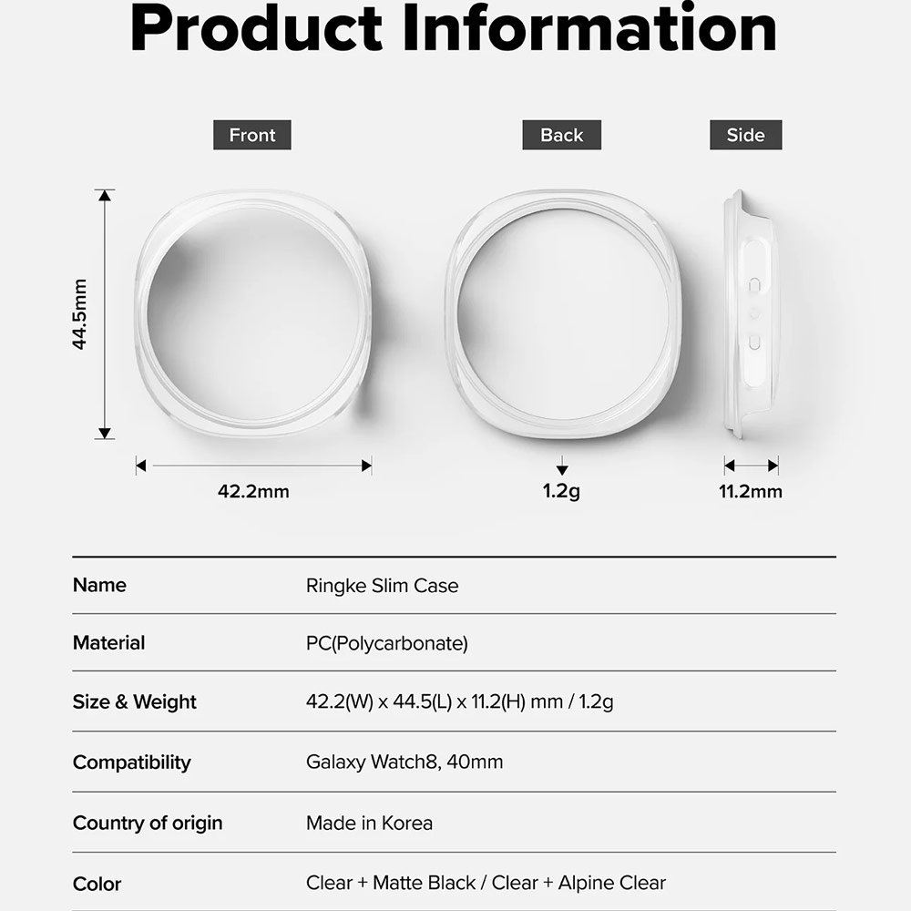 Picture of Samsung Galaxy Watch 8 40mm Case | Ringke Slim Protection Case for Samsung Galaxy Watch 8 40mm (Clear Alpine Clear)