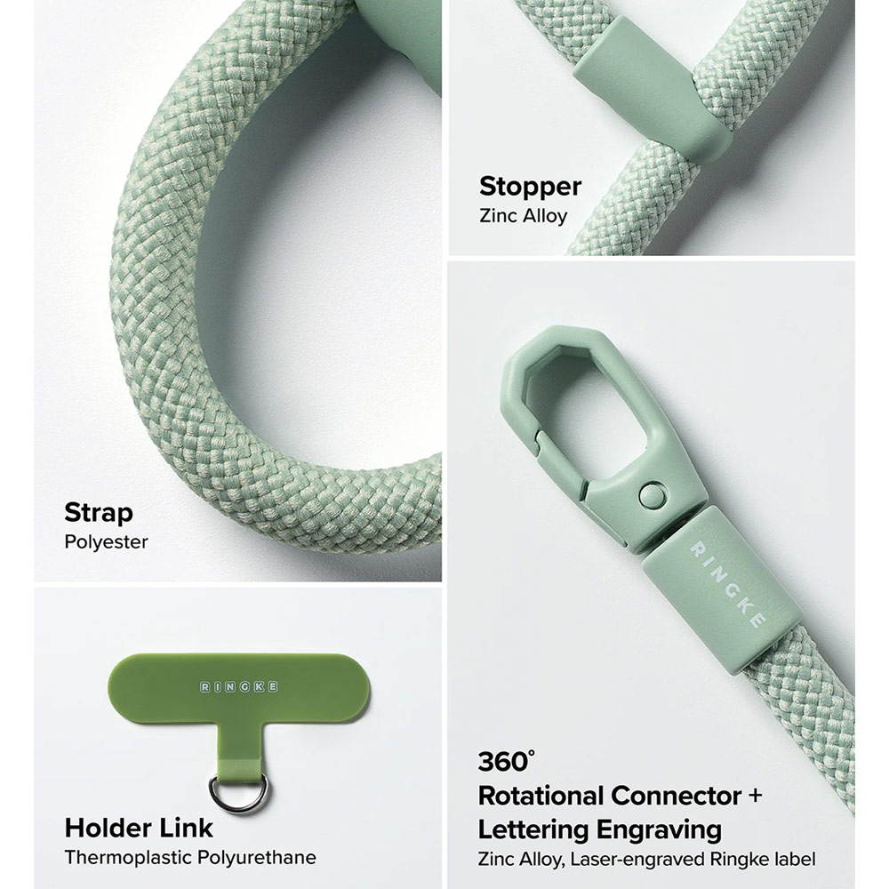 Picture of Ringke Holder Link Flow Finger Ring Strap Phone Strap for closed-bottom phone case (Mute Mint)