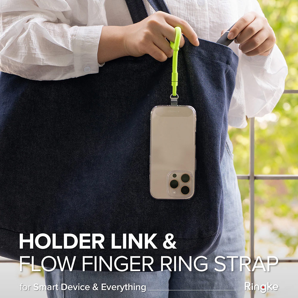 Picture of Ringke Holder Link Flow Finger Ring Strap Phone Strap for closed-bottom phone case (Neon Green)