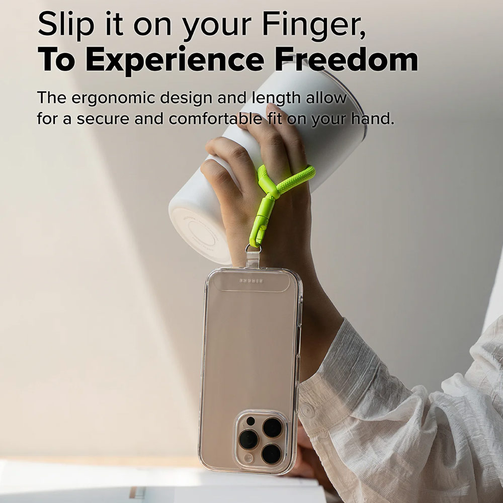 Picture of Ringke Holder Link Flow Finger Ring Strap Phone Strap for closed-bottom phone case (Neon Green)