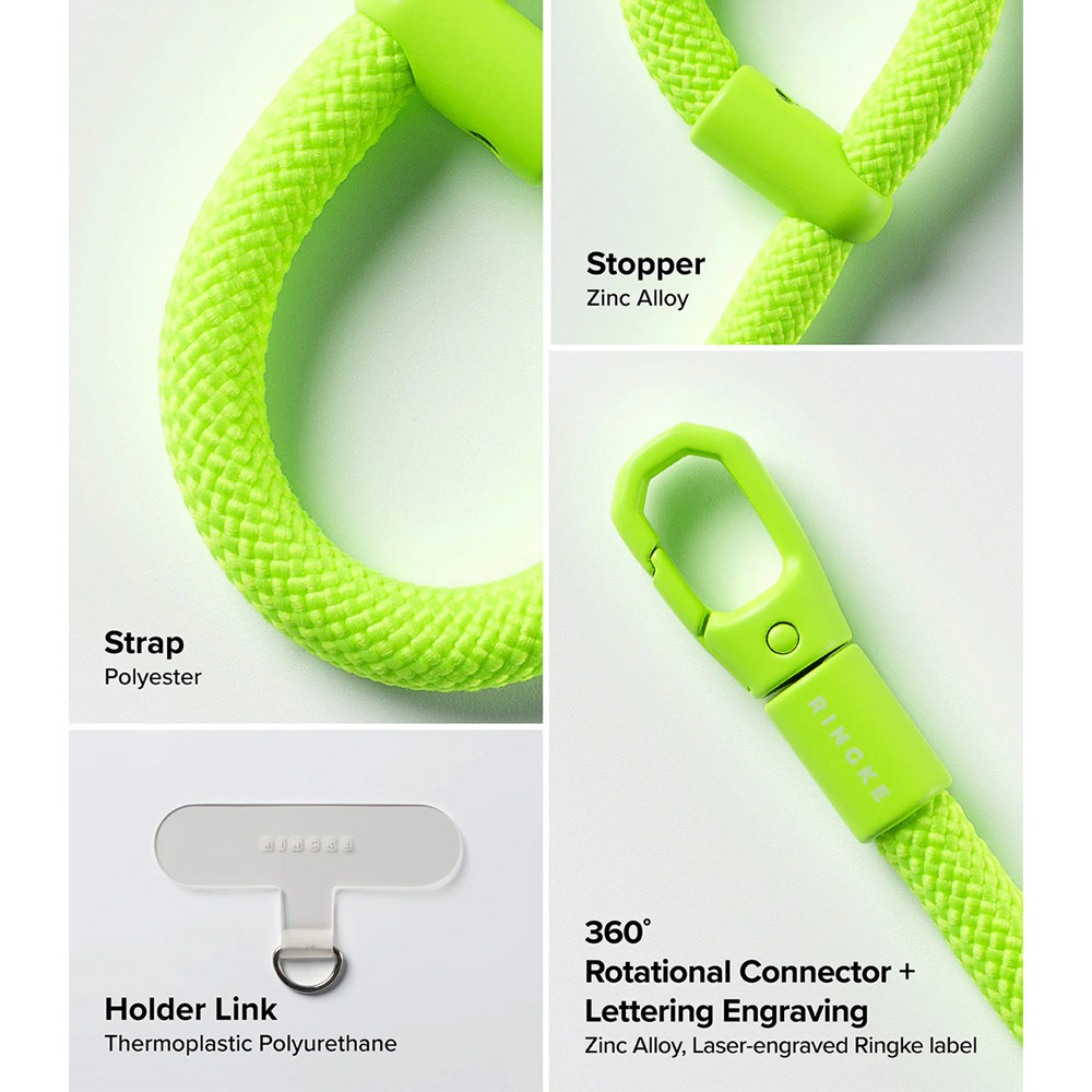 Picture of Ringke Holder Link Flow Finger Ring Strap Phone Strap for closed-bottom phone case (Neon Green)