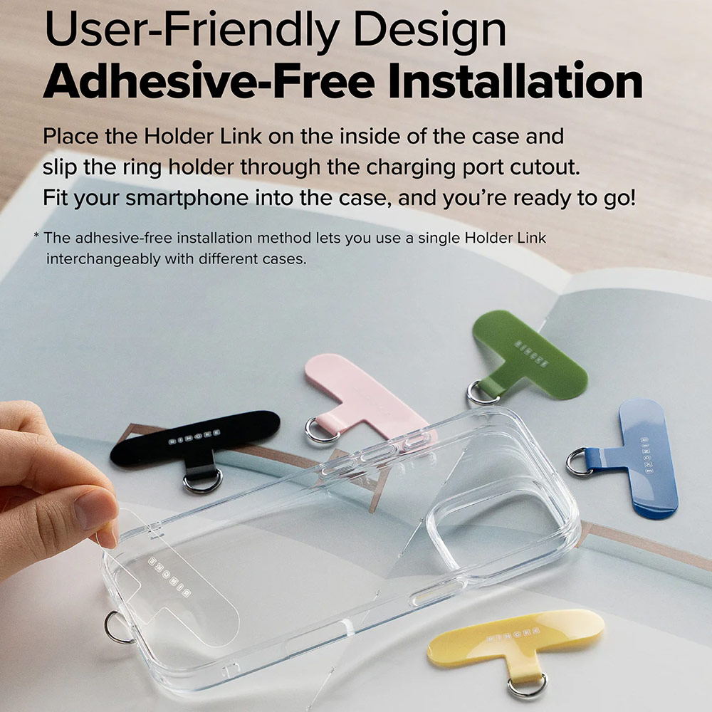 Picture of Ringke Holder Link Flow Finger Ring Strap Phone Strap for closed-bottom phone case (Orange Pink)